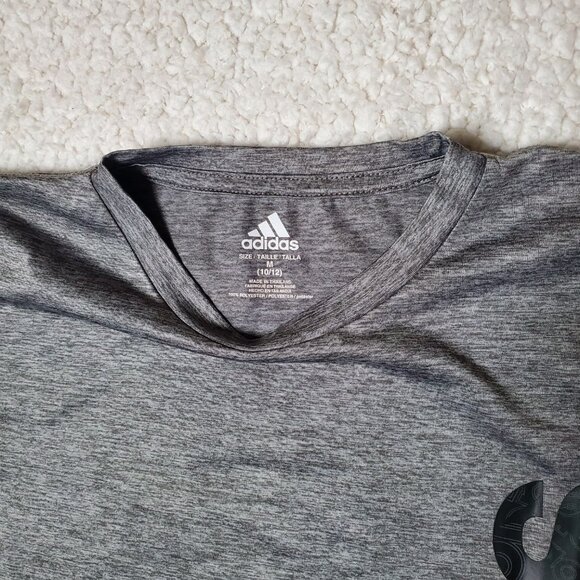 Adidas Youth Gray Logo T-Shirt – Size M (10/12) Short Sleeve Tee - Picture 3 of 5